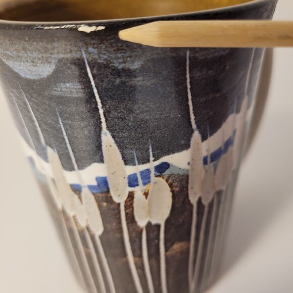 Krause Vintage Pottery 1990 Geometric Mug Clay Coffee Tea Blue/Brown - Picture 11 of 12